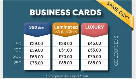 Business card prices